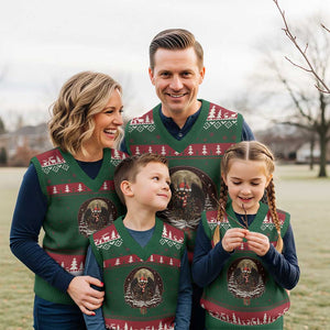 Mothman In Xmas Night V-Neck Knit Sweater Vest Funny Cryptid Gift TS12 Red Green Print Your Wear