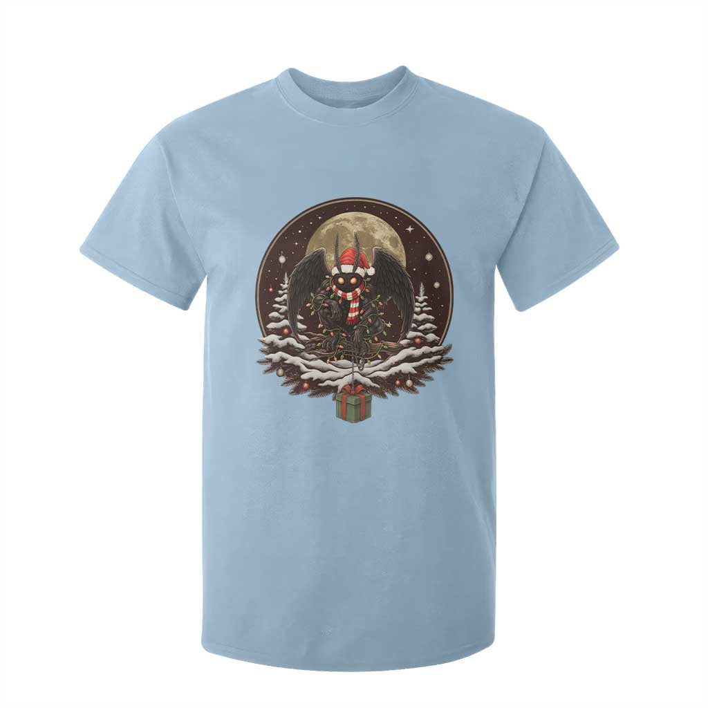 Mothman In Christmas Night T Shirt For Kid Funny Cryptid Gift TS12 Light Blue Print Your Wear