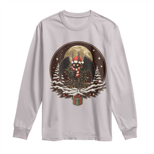 Mothman In Christmas Night Long Sleeve Shirt Funny Cryptid Gift TS12 Ice Gray Print Your Wear
