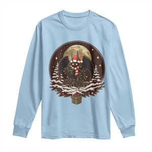 Mothman In Christmas Night Long Sleeve Shirt Funny Cryptid Gift TS12 Light Blue Print Your Wear