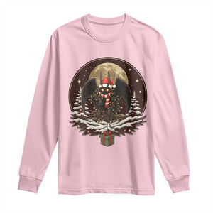 Mothman In Christmas Night Long Sleeve Shirt Funny Cryptid Gift TS12 Light Pink Print Your Wear