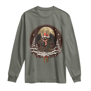 Mothman In Christmas Night Long Sleeve Shirt Funny Cryptid Gift TS12 Military Green Print Your Wear