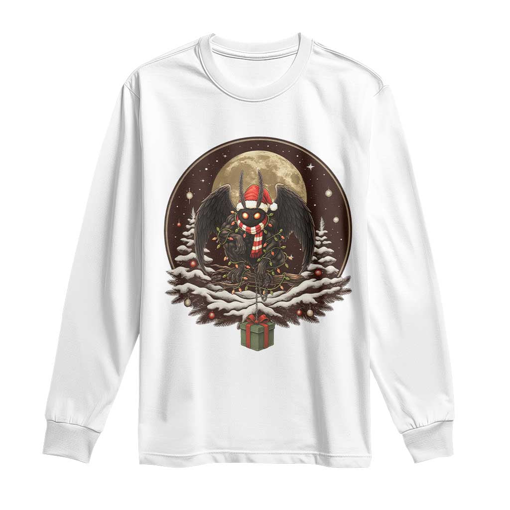 Mothman In Christmas Night Long Sleeve Shirt Funny Cryptid Gift TS12 White Print Your Wear