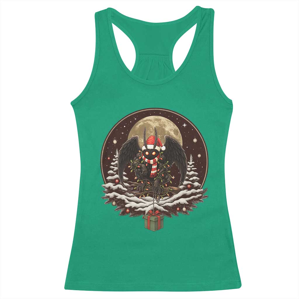 Mothman In Christmas Night Racerback Tank Top Funny Cryptid Gift TS12 Irish Green Print Your Wear