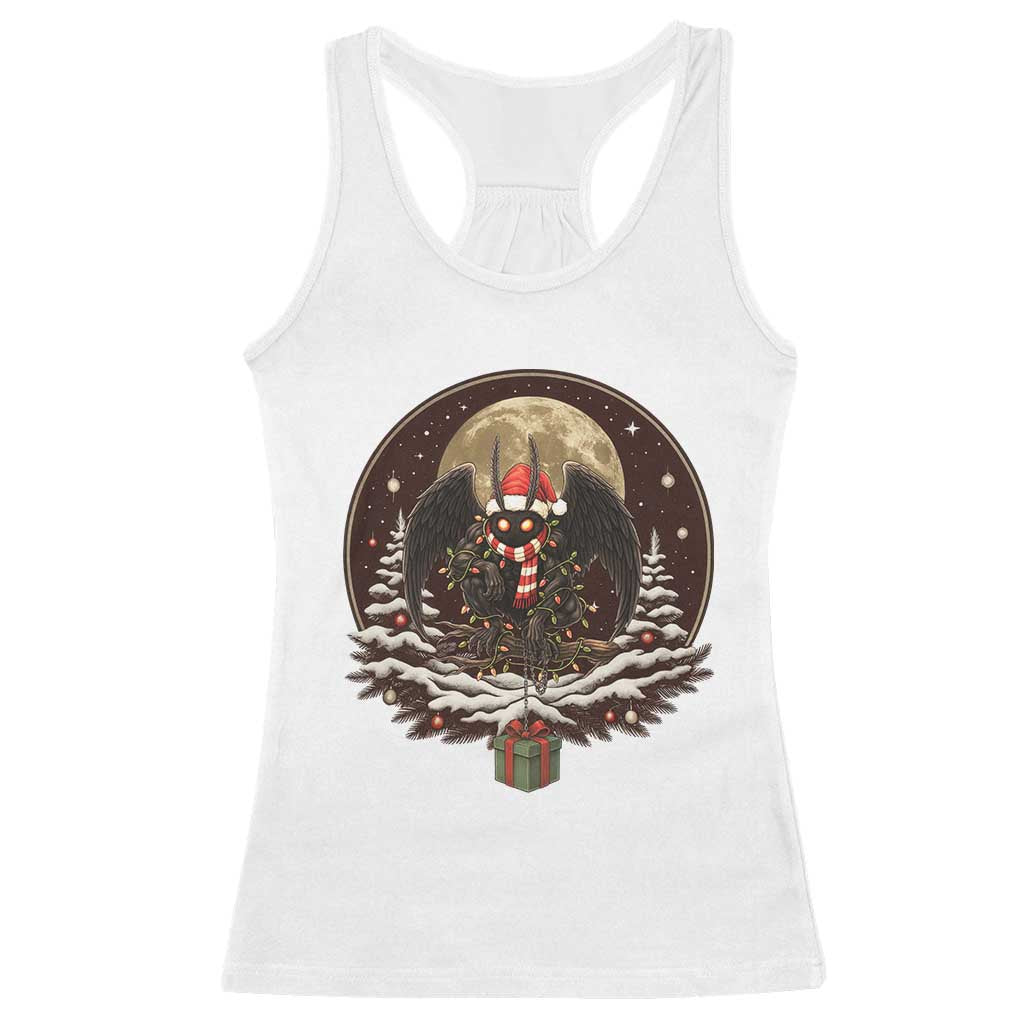 Mothman In Christmas Night Racerback Tank Top Funny Cryptid Gift TS12 White Print Your Wear
