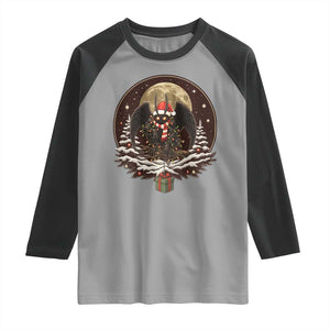 Mothman In Christmas Night Raglan Shirt Funny Cryptid Gift TS12 Sport Gray Black Print Your Wear