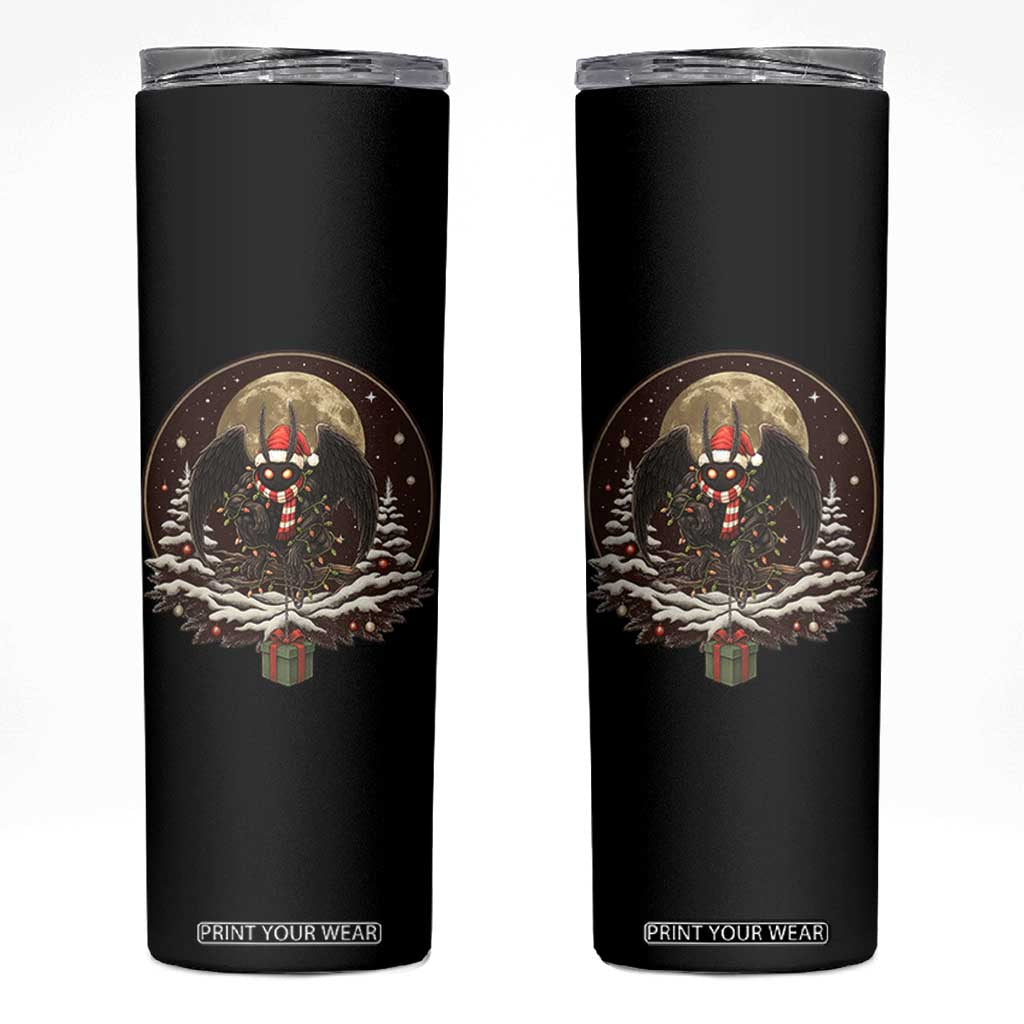 Mothman In Christmas Night Skinny Tumbler Funny Cryptid Gift TS12 Black Print Your Wear
