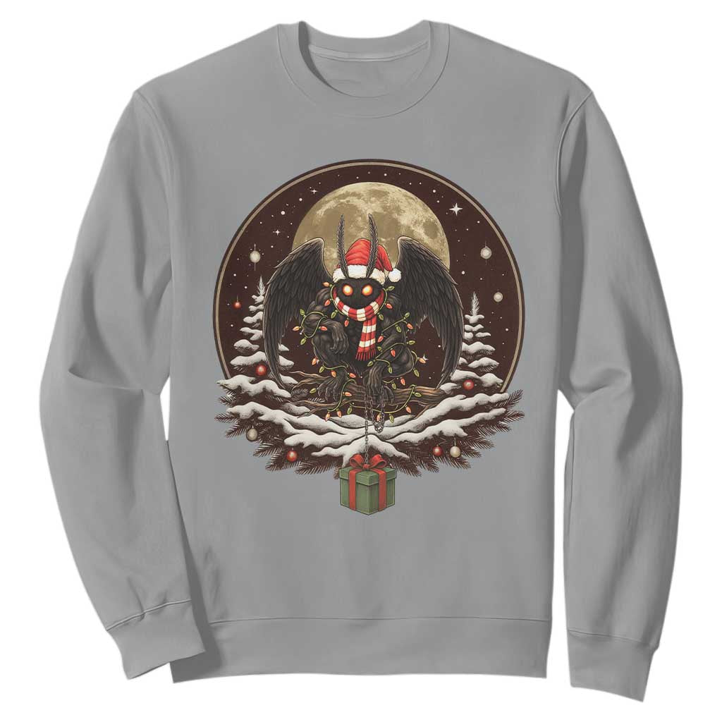 Mothman In Christmas Night Sweatshirt Funny Cryptid Gift TS12 Sport Gray Print Your Wear