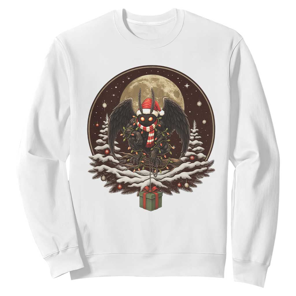 Mothman In Christmas Night Sweatshirt Funny Cryptid Gift TS12 White Print Your Wear