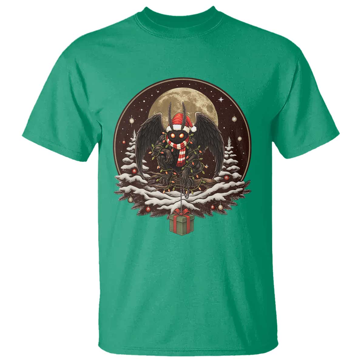 Mothman In Christmas Night T Shirt Funny Cryptid Gift TS12 Irish Green Print Your Wear