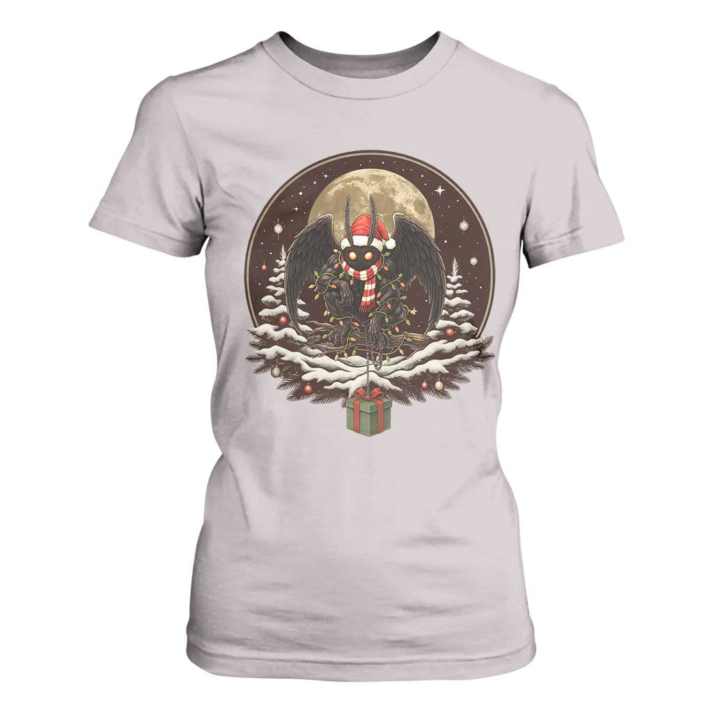 Mothman In Christmas Night T Shirt For Women Funny Cryptid Gift TS12 Ice Gray Print Your Wear