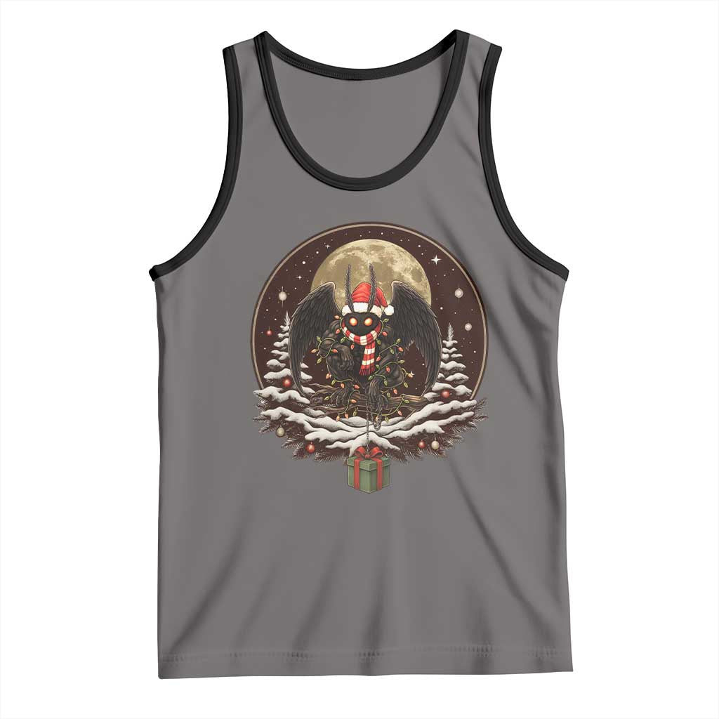Mothman In Christmas Night Tank Top Funny Cryptid Gift TS12 Deep Heather Black Print Your Wear