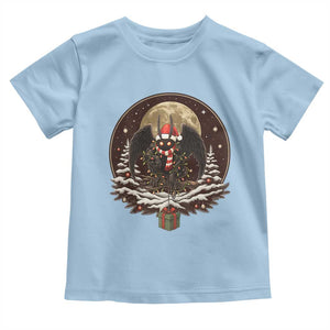 Mothman In Christmas Night Toddler T Shirt Funny Cryptid Gift TS12 Light Blue Print Your Wear