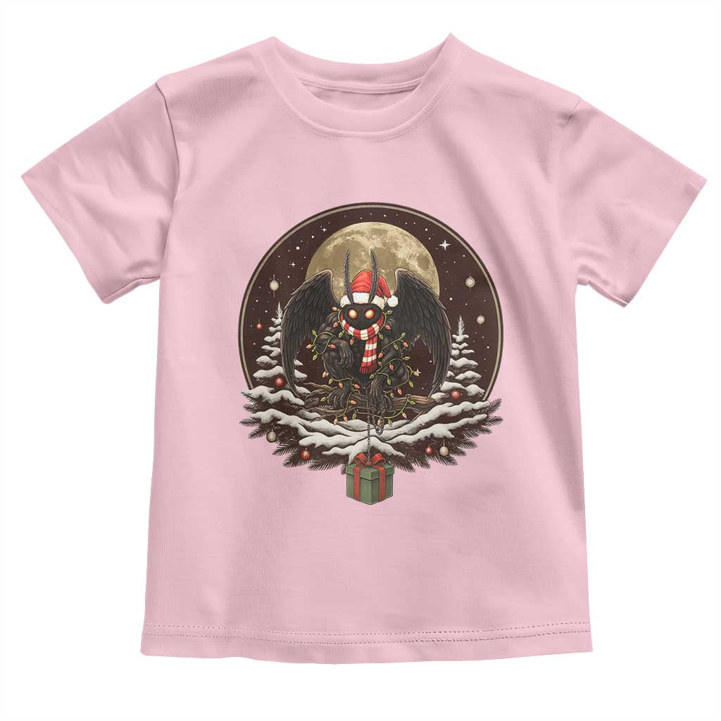 Mothman In Christmas Night Toddler T Shirt Funny Cryptid Gift TS12 Light Pink Print Your Wear