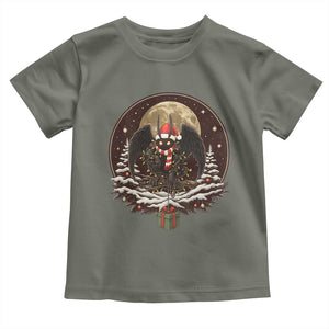 Mothman In Christmas Night Toddler T Shirt Funny Cryptid Gift TS12 Military Green Print Your Wear