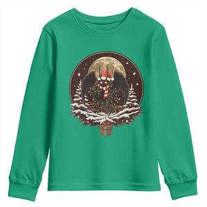 Mothman In Christmas Night Youth Sweatshirt Funny Cryptid Gift TS12 Irish Green Print Your Wear