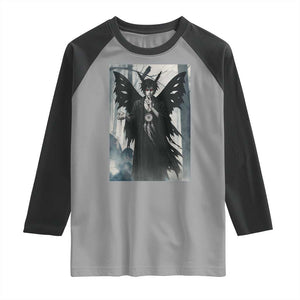 Mothman Sandman Raglan Shirt Gothic Horror Fan Gift TS12 Sport Gray Black Print Your Wear