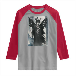 Mothman Sandman Raglan Shirt Gothic Horror Fan Gift TS12 Sport Gray Red Print Your Wear