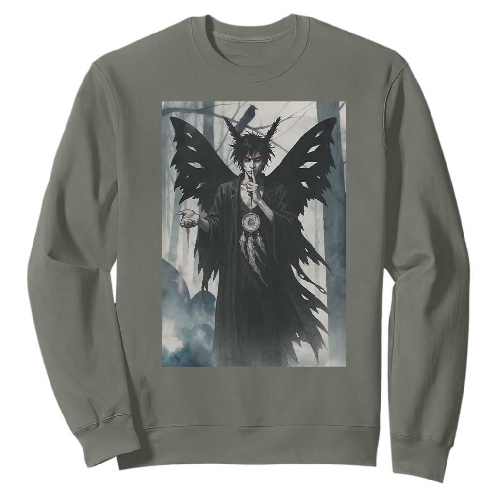 Mothman Sandman Sweatshirt Gothic Horror Fan Gift TS12 Military Green Print Your Wear