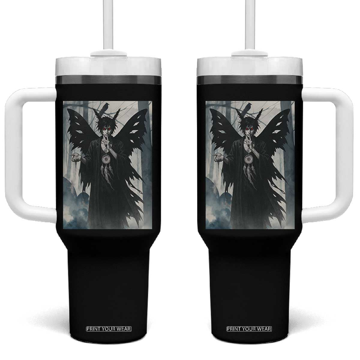 Mothman Sandman Tumbler With Handle Gothic Horror Fan Gift TS12 One Size: 40 oz Black Print Your Wear