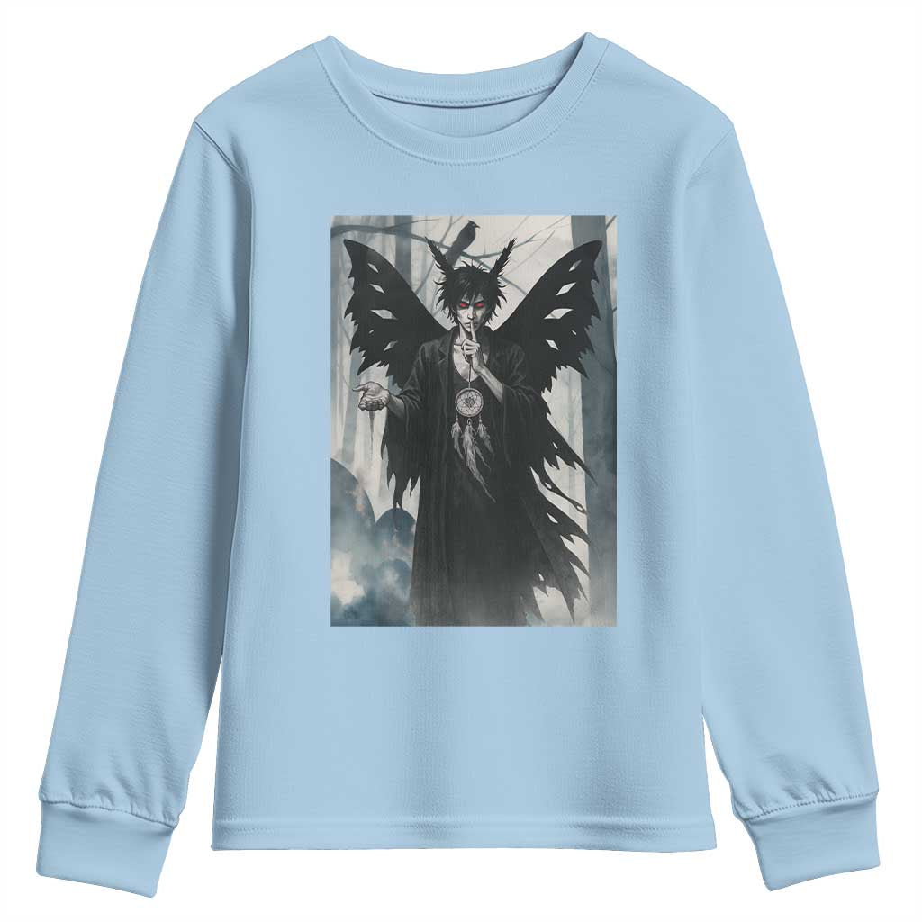 Mothman Sandman Youth Sweatshirt Gothic Horror Fan Gift TS12 Light Blue Print Your Wear
