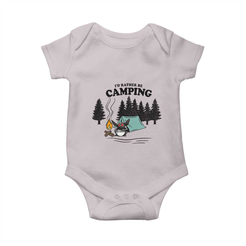 Mothman Baby Onesie Id Rather Be Camping Funny Cryptid Gift TS12 Ice Gray Print Your Wear