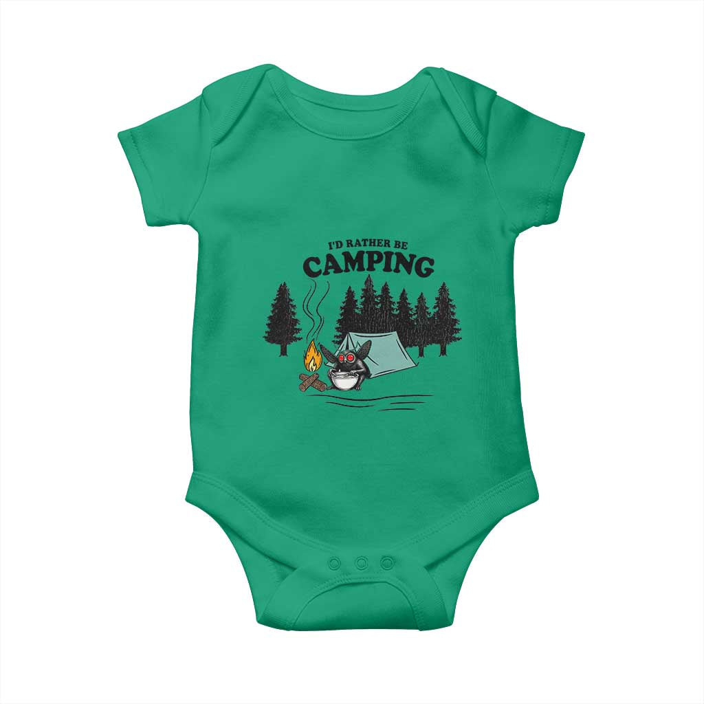 Mothman Baby Onesie Id Rather Be Camping Funny Cryptid Gift TS12 Irish Green Print Your Wear