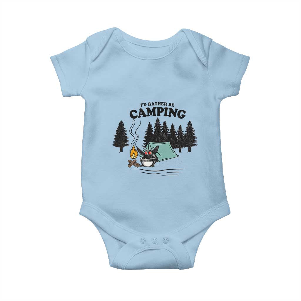 Mothman Baby Onesie Id Rather Be Camping Funny Cryptid Gift TS12 Light Blue Print Your Wear