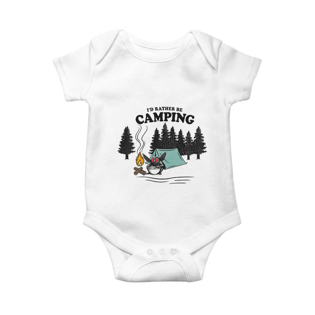 Mothman Baby Onesie Id Rather Be Camping Funny Cryptid Gift TS12 White Print Your Wear