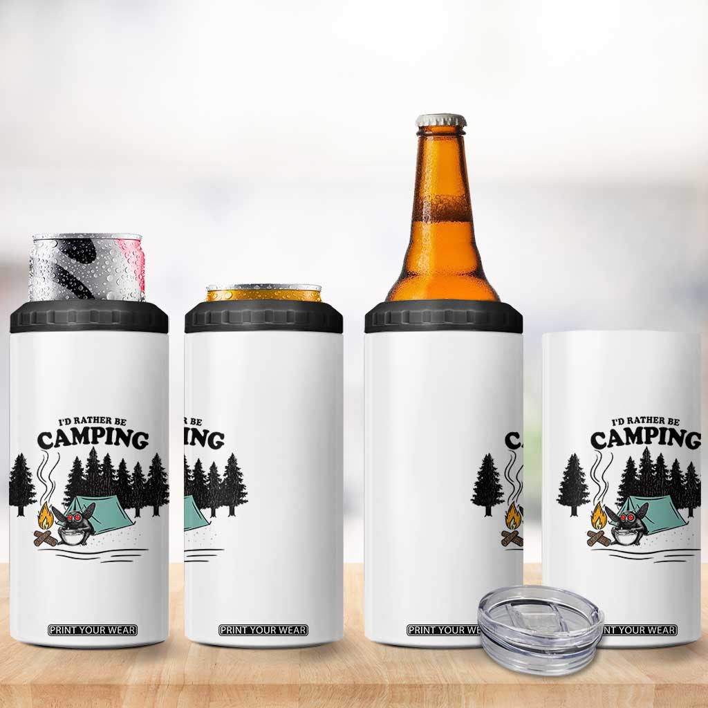Mothman 4 in 1 Can Cooler Tumbler Id Rather Be Camping Funny Cryptid Gift TS12 Print Your Wear