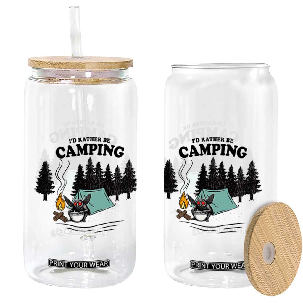 Mothman Glass Can Id Rather Be Camping Funny Cryptid Gift TS12 Print Your Wear