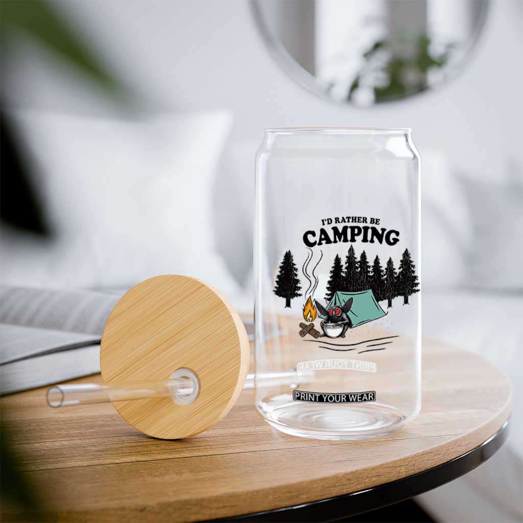 Mothman Glass Can Id Rather Be Camping Funny Cryptid Gift TS12 Print Your Wear