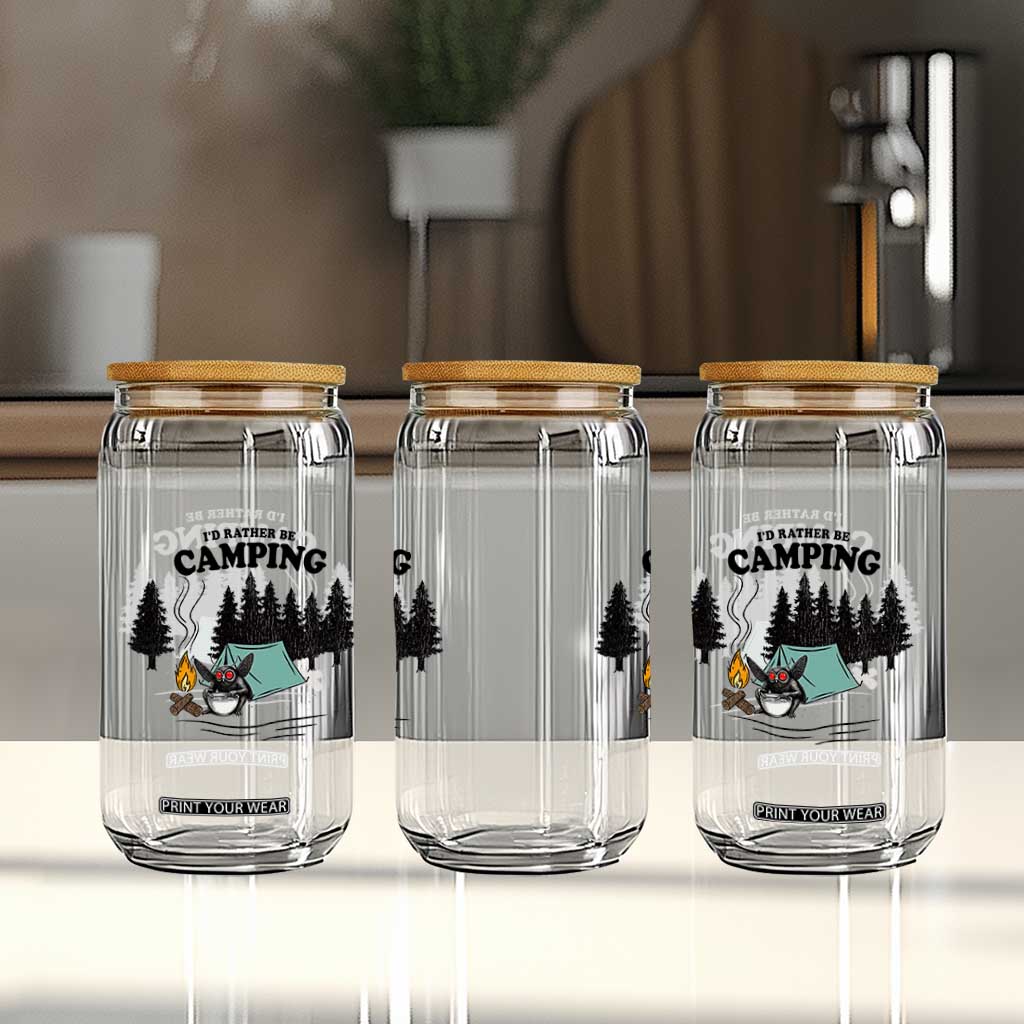 Mothman Glass Can Id Rather Be Camping Funny Cryptid Gift TS12 Print Your Wear