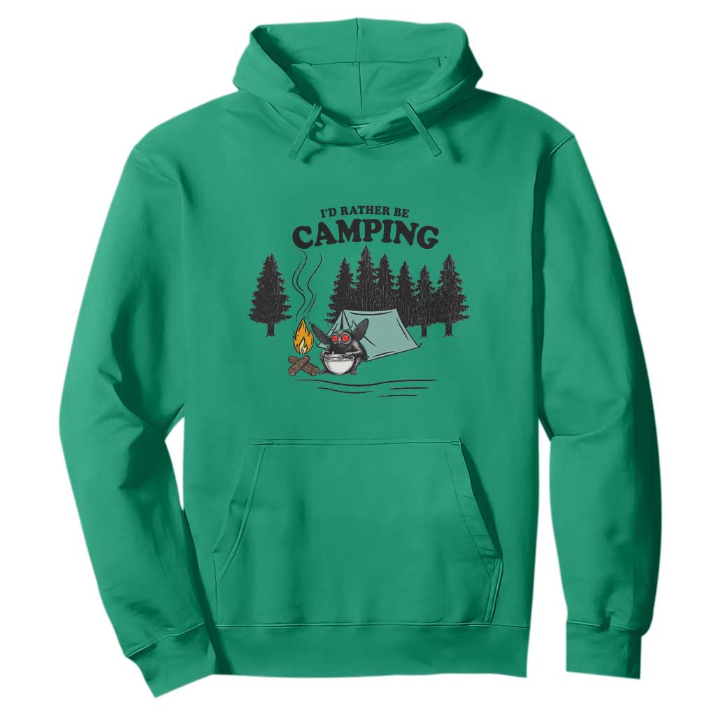 Mothman Hoodie Id Rather Be Camping Funny Cryptid Gift TS12 Irish Green Print Your Wear