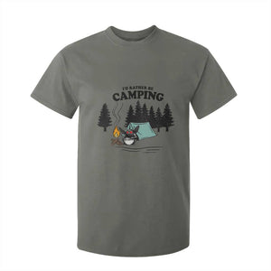 Mothman T Shirt For Kid Id Rather Be Camping Funny Cryptid Gift TS12 Military Green Print Your Wear