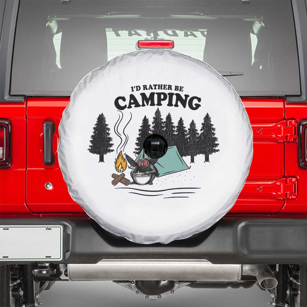 Mothman Spare Tire Cover Id Rather Be Camping Funny Cryptid Gift TS12 White Print Your Wear