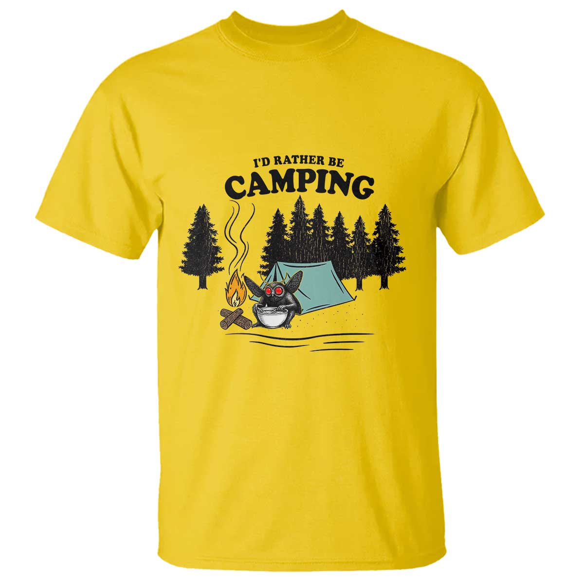 Mothman T Shirt Id Rather Be Camping Funny Cryptid Gift TS12 Daisy Print Your Wear