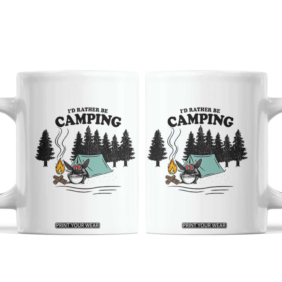 Mothman Coffee Mug Id Rather Be Camping Funny Cryptid Gift TS12 White Print Your Wear