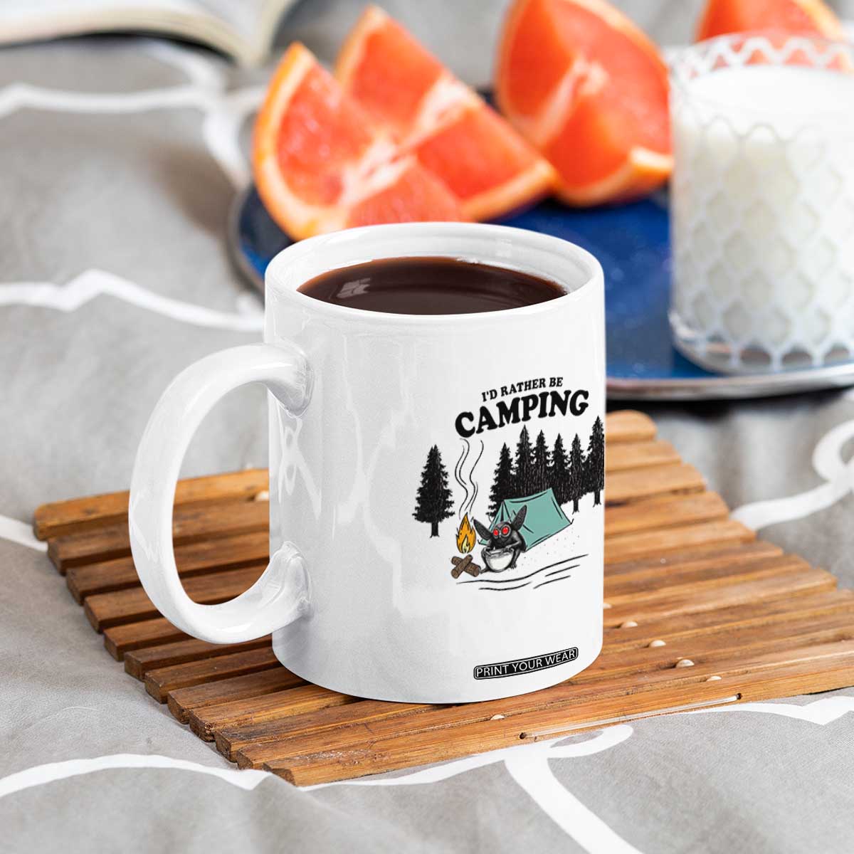 Mothman Coffee Mug Id Rather Be Camping Funny Cryptid Gift TS12 Print Your Wear
