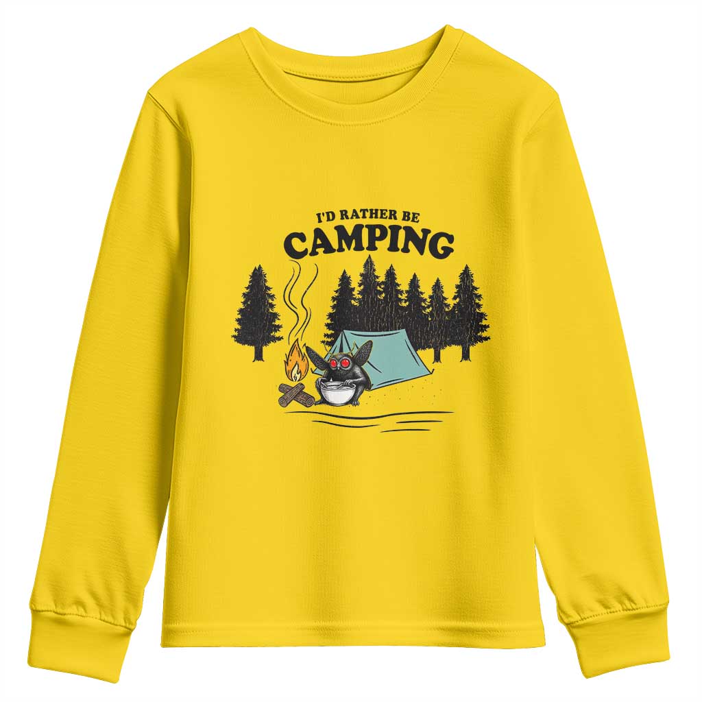 Mothman Youth Sweatshirt Id Rather Be Camping Funny Cryptid Gift TS12 Daisy Print Your Wear