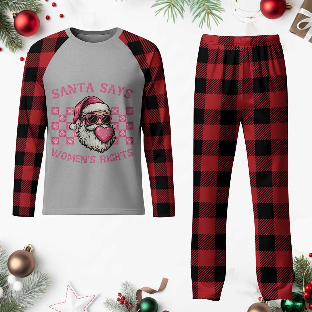 Funny Feminist Activist Christmas Plaid Pajama Set Santa Says Womens Rights TS12 Buffalo Plaid Print Your Wear
