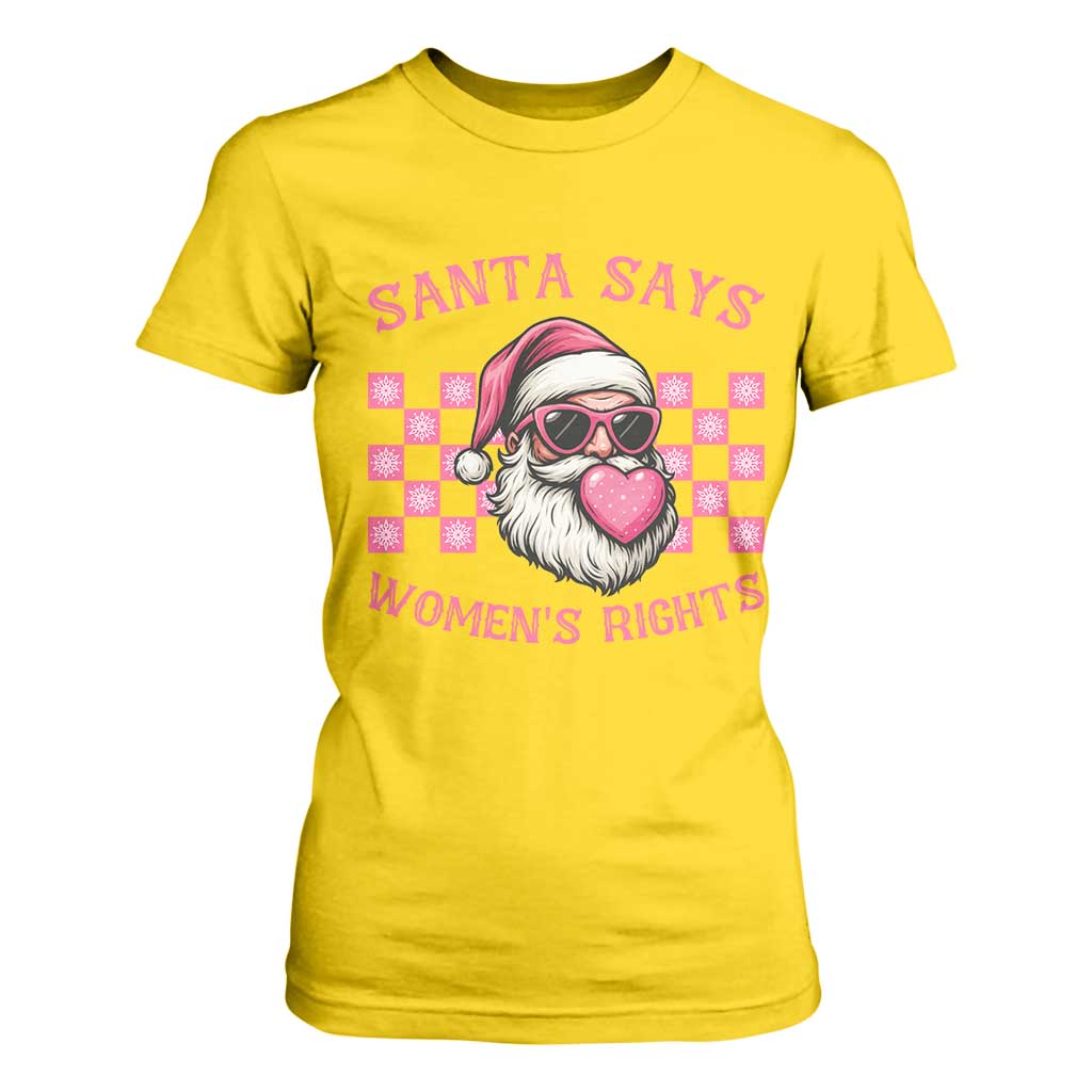 Funny Feminist Activist Christmas T Shirt For Women Santa Says Womens Rights - Print Your Wear