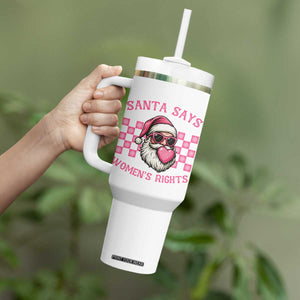 Funny Feminist Activist Christmas Tumbler With Handle Santa Says Womens Rights - Print Your Wear