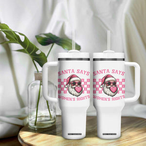 Funny Feminist Activist Christmas Tumbler With Handle Santa Says Womens Rights - Print Your Wear
