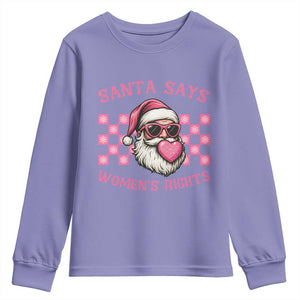 Funny Feminist Activist Christmas Youth Sweatshirt Santa Says Womens Rights - Print Your Wear