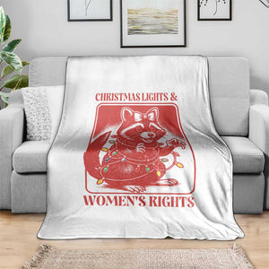 Christmas Lights And Womens Rights Throw Blanket Raccoon Female Rage Holiday Gift TS12 Print Your Wear