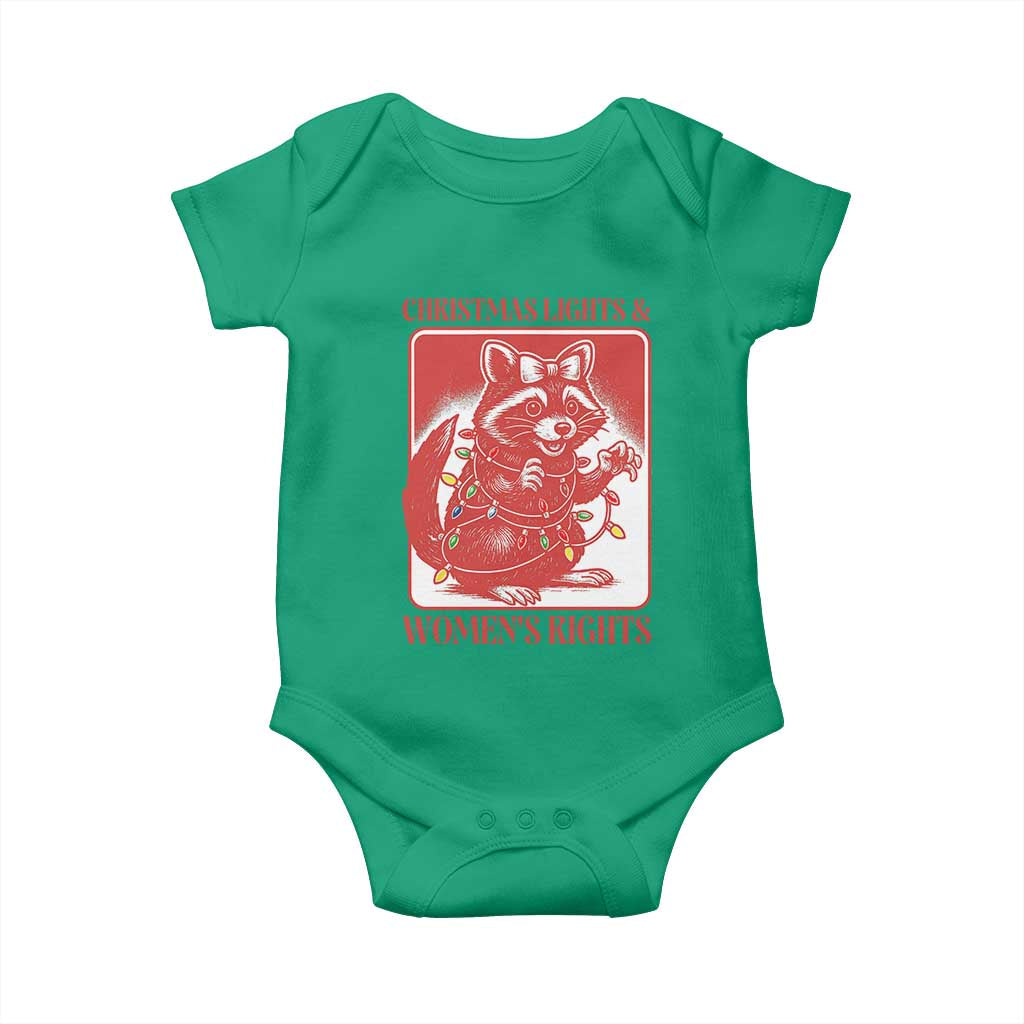 Christmas Lights And Womens Rights Baby Onesie Raccoon Female Rage Holiday Gift TS12 Irish Green Print Your Wear