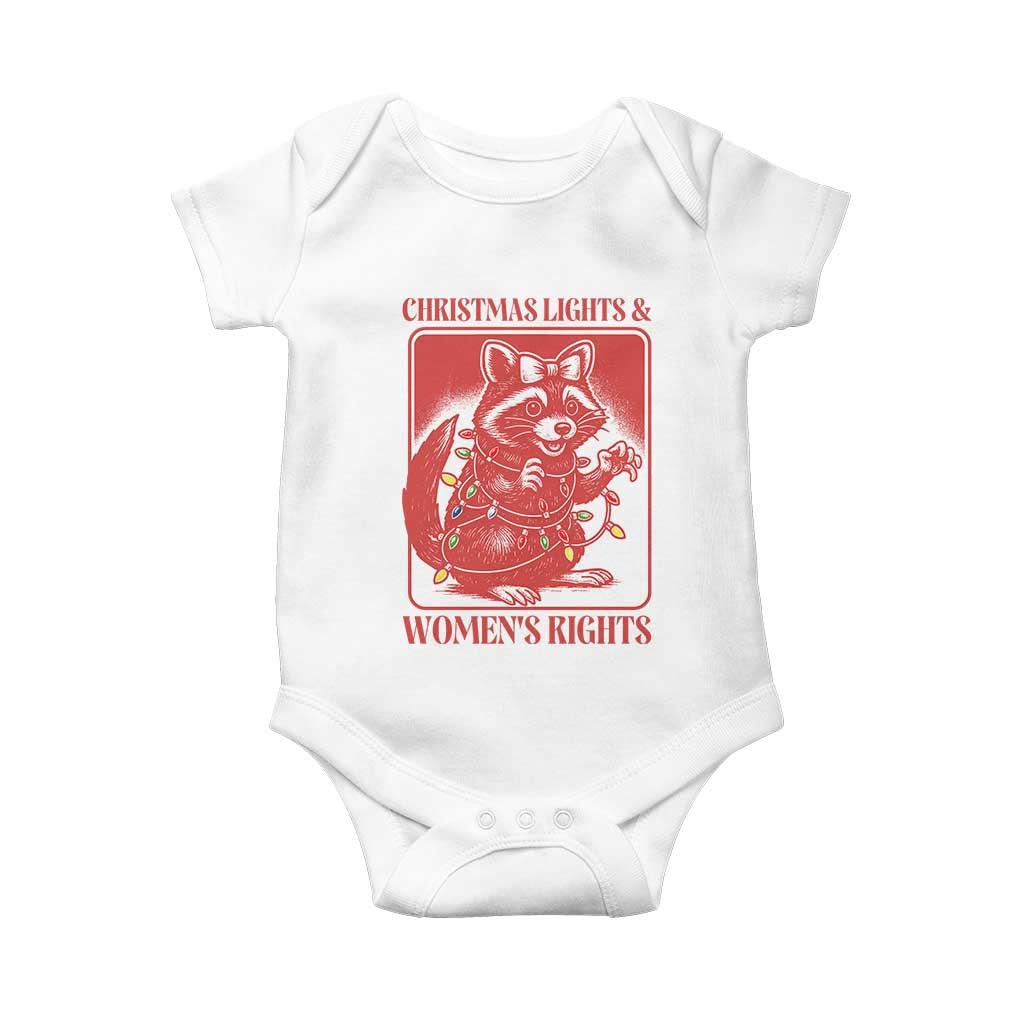 Christmas Lights And Womens Rights Baby Onesie Raccoon Female Rage Holiday Gift TS12 White Print Your Wear