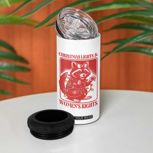 Christmas Lights And Womens Rights 4 in 1 Can Cooler Tumbler Raccoon Female Rage Holiday Gift TS12 Print Your Wear