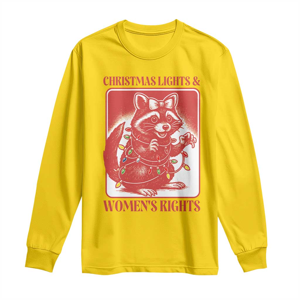 Christmas Lights And Womens Rights Long Sleeve Shirt Raccoon Female Rage Holiday Gift - Print Your Wear